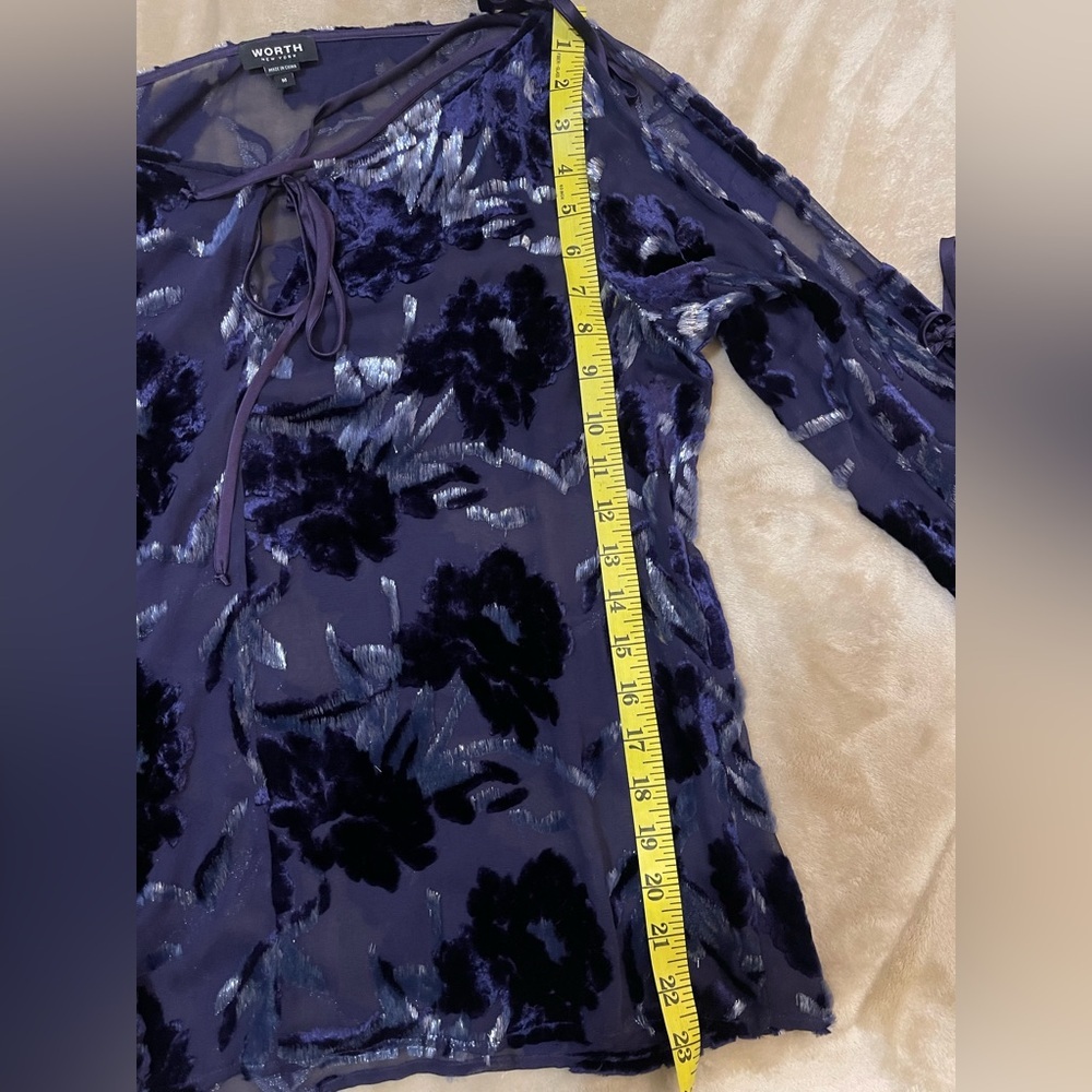 Worth Purple Floral Blouse size M - Picture 9 of 16
